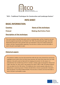 Country: Name of the technique: Finland Making Red Ochre Paint