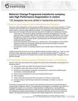 Behavior Change Programme transforms company, sets High