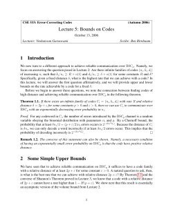 Lecture 5: Bounds on Codes 1 Introduction 2 Some Simple Upper