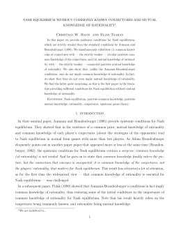 Christian W. Bach and Elias Tsakas In their seminal paper, Aumann