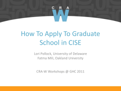 How To Apply To Graduate School in CISE - CRA-W