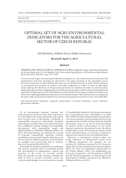 optimal set of agri-environmental indicators for the agricultural sector