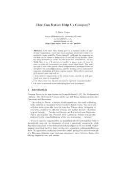 How Can Nature Help Us Compute?