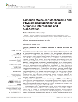 Editorial: Molecular Mechanisms and Physiological Significance of
