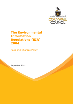 EIR Fees and Charging Policy