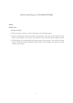 Mock Final Exam of MA3238/ST3236