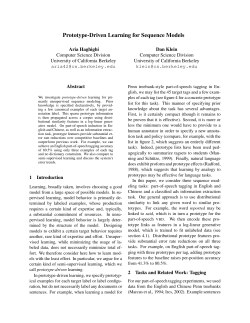 Prototype-Driven Learning for Sequence Models