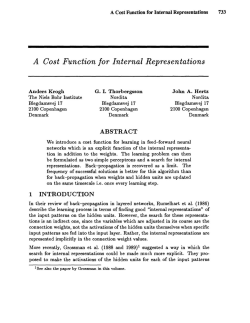 A Cost Function for Internal Representations
