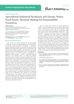 Agricultural-Industrial Symbiosis and Energy-Water