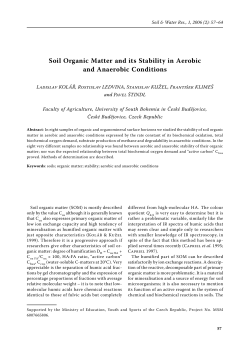 Soil Organic Matter and its Stability in Aerobic and Anaerobic