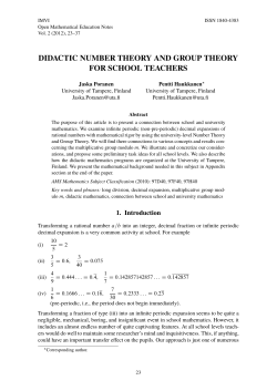 Didactic Number Theory and Group Theory for School