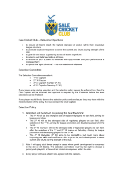 Sale Cricket Club &ndash; Selection Objectives