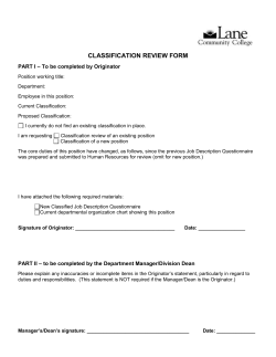 CLASSIFICATION REVIEW FORM