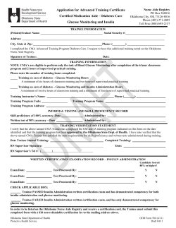 Application for Advanced Training Certificate Certified Medication Aide