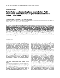 Pollen Tube Localization Implies a Role in Pollen&ndash;Pistil