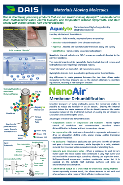 Materials Moving Molecules Membrane Dehumidification