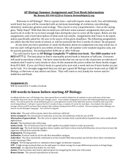 AP Biology 2014 Summer Assignment