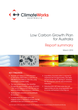 Low Carbon Growth Plan for Australia