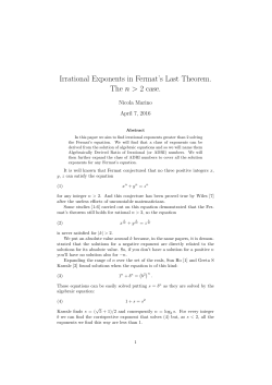 Irrational Exponents in Fermat`s Last Theorem. The n > 2 case.