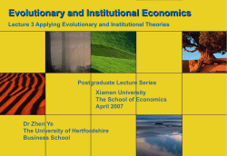 Postgraduate Guest Lecture Series The School of Economics