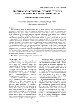 maintenance condition of some cyprinid species grown in a