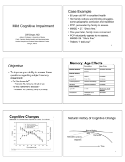 Mild Cognitive Impairment Case Example Objective