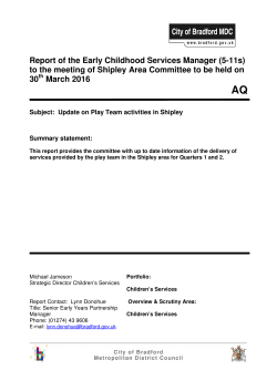UPDATE ON PLAY TEAM ACTIVITIES IN SHIPLEY (Document "AQ")