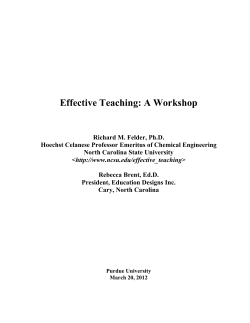 Effective Teaching: A Workshop