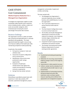 CASE STUDY: Cost Containment