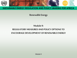 SUSTAINABLE ENERGY REGULATION AND