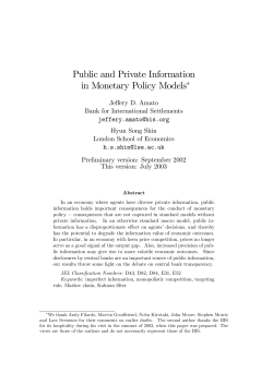 Public and Private Information in Monetary Policy Models∗
