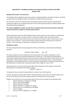 Hypochlorite &ndash; breakdown products and reaction