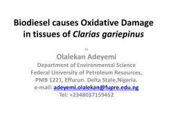Biodiesel causes Oxidative Damage in tissues of