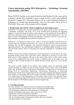ME2083 Hydropower spring 2014: Course literature
