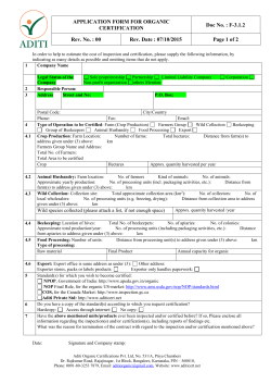 Application Form Organic Certification