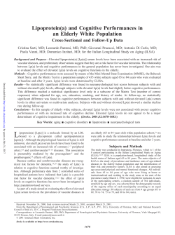 Lipoprotein(a) and Cognitive Performances in an Elderly