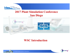 WSC Introduction 2017 Plant Simulation Conference San Diego