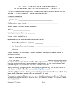 2017 APPLICATION FOR BOARD OF DIRECTOR`S POSITION OF