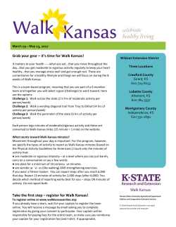 Grab your gear &ndash; it`s time for Walk Kansas! Take the first step