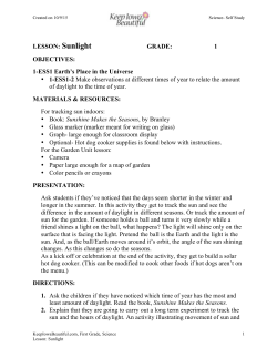 LESSON: Sunlight - Teachers Going Green