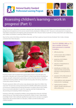 Assessing children`s learning—work in progress! (Part 1)