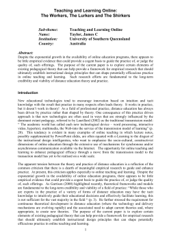 Teaching and Learning Online: Pedagogical Theory and