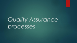 Quality Assurance processes