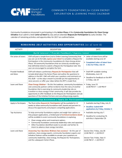 COMMUNITY FOUNDATIONS for CLEAN ENERGY EXPLORATION