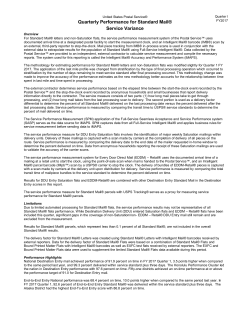 Quarterly Performance for Standard Mail&reg; Service Variance