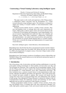 Constructing a Virtual Training Laboratory using Intelligent Agents 1