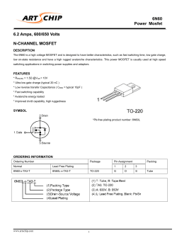 6N60 Power Mosfet 6.2 Amps, 600/650 Volts N-CHANNEL