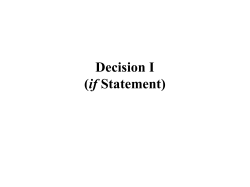 Decision I (if Statement)