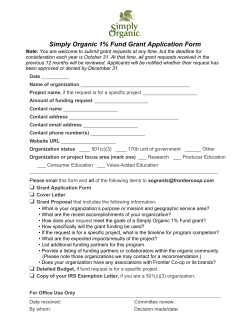 Simply Organic 1% Fund Grant Application Form