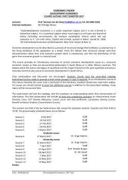 ECONOMICS 778/878 DEVELOPMENT ECONOMICS COURSE
